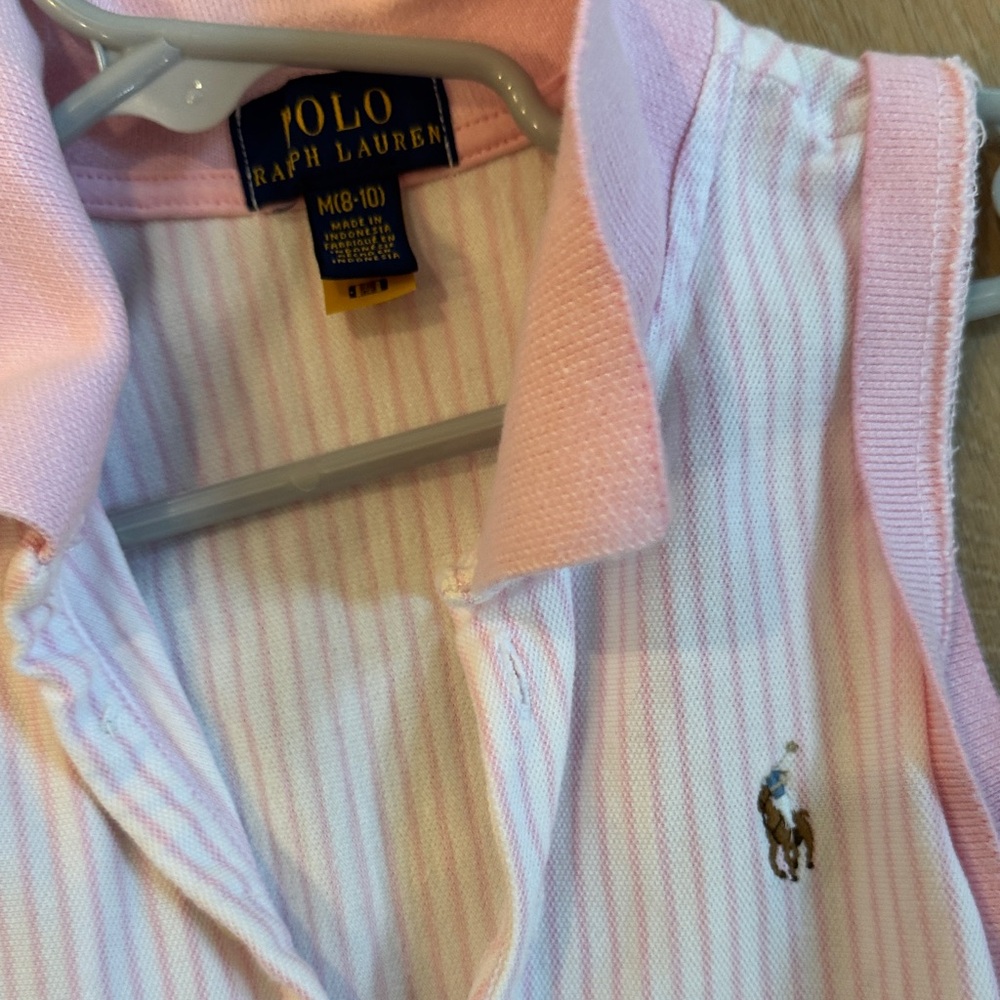 Polo by Ralph Lauren Pink and White Striped Mini Dress
